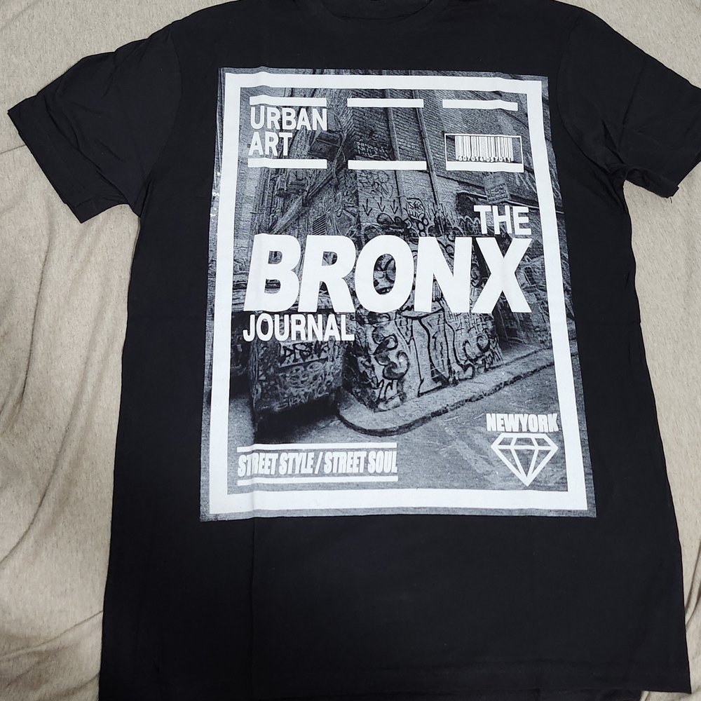 Black Short Sleeve Tee with Vintage Bronx Graphic